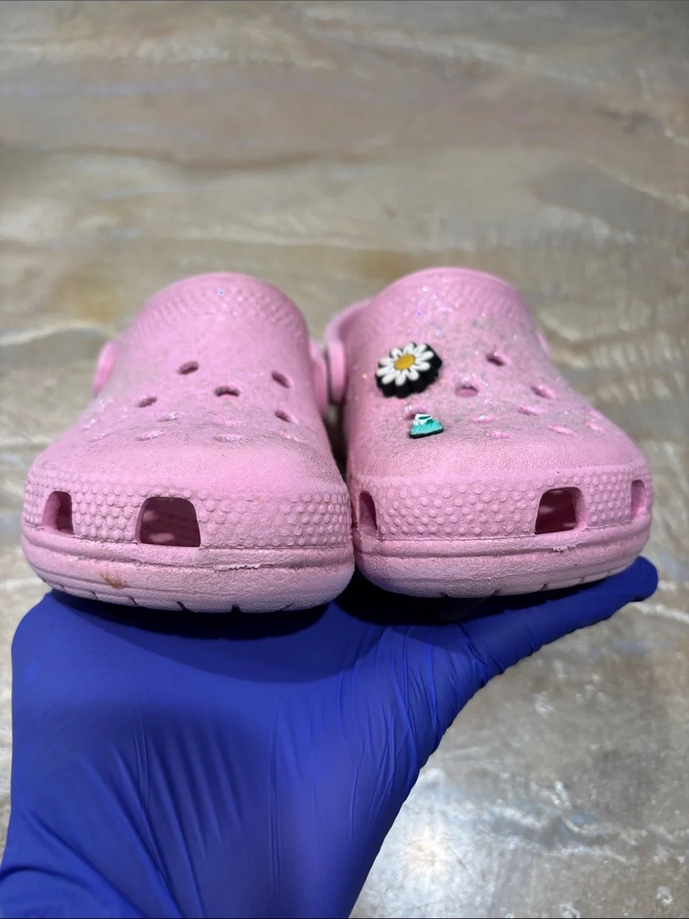 CROCS Kids Pink Clog Sandals with Daisy Charm Lightweight Size Kid C9